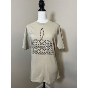 Woman's Checkered Boot Stitch Graphic T-Shirt Tee Size L S/S Comfort Western